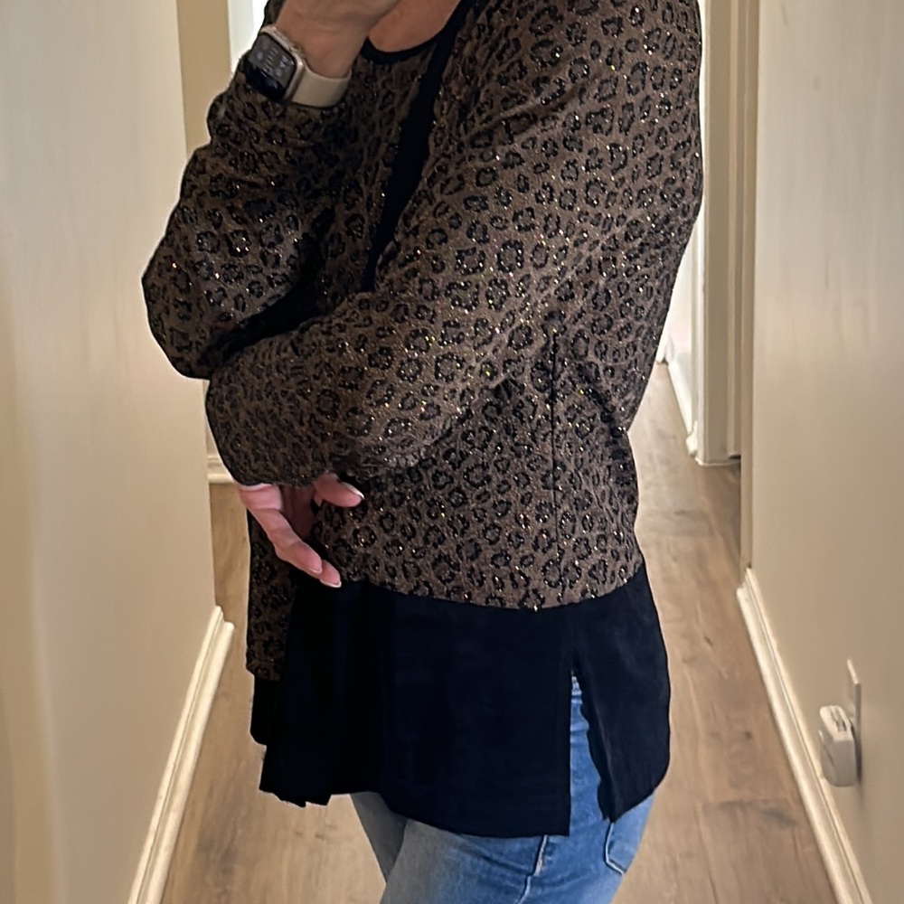 Nina Piccalino Leopard 2 in 1 luxury long sleeve cheetah print tanks w cardigan - Picture 7 of 16
